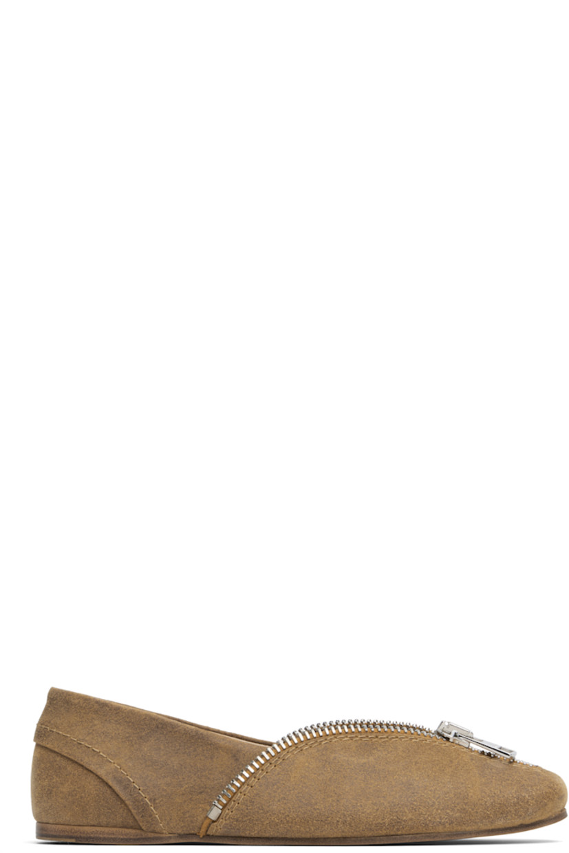 Blistered suede ballerina flats. 
 
· Logo-engraved zip detailing at vamp
· Calfskin lining 
· Leather sole with rubber injection
· Silver-tone hardware

Supplier color: Rust