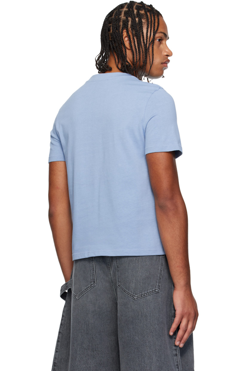 Cotton jersey T-shirt.

· Rib-knit crewneck
· Printed graphic and embroidered logo at front

Supplier color: Steel blue