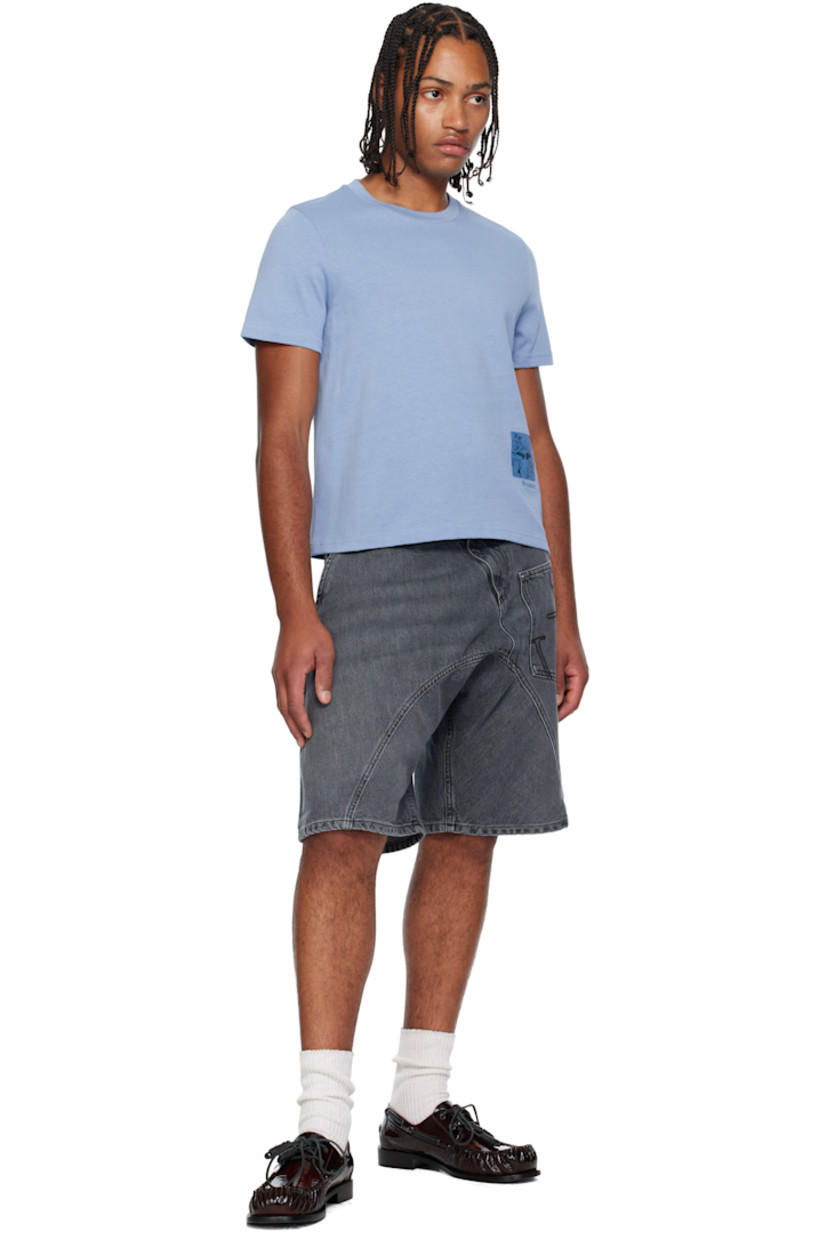 Cotton jersey T-shirt.

· Rib-knit crewneck
· Printed graphic and embroidered logo at front

Supplier color: Steel blue
