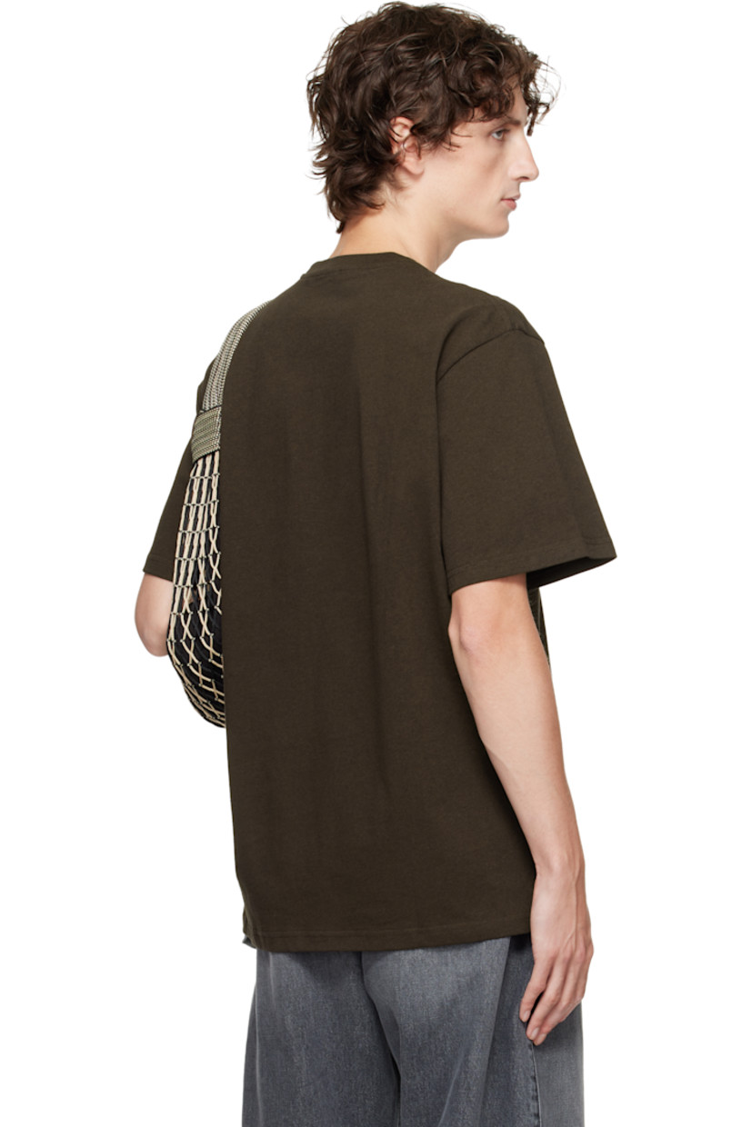 Cotton jersey T-shirt. 

· Rib-knit crewneck
· Logo embroidered at chest
· Dropped shoulders

Supplier color: Dark brown melange