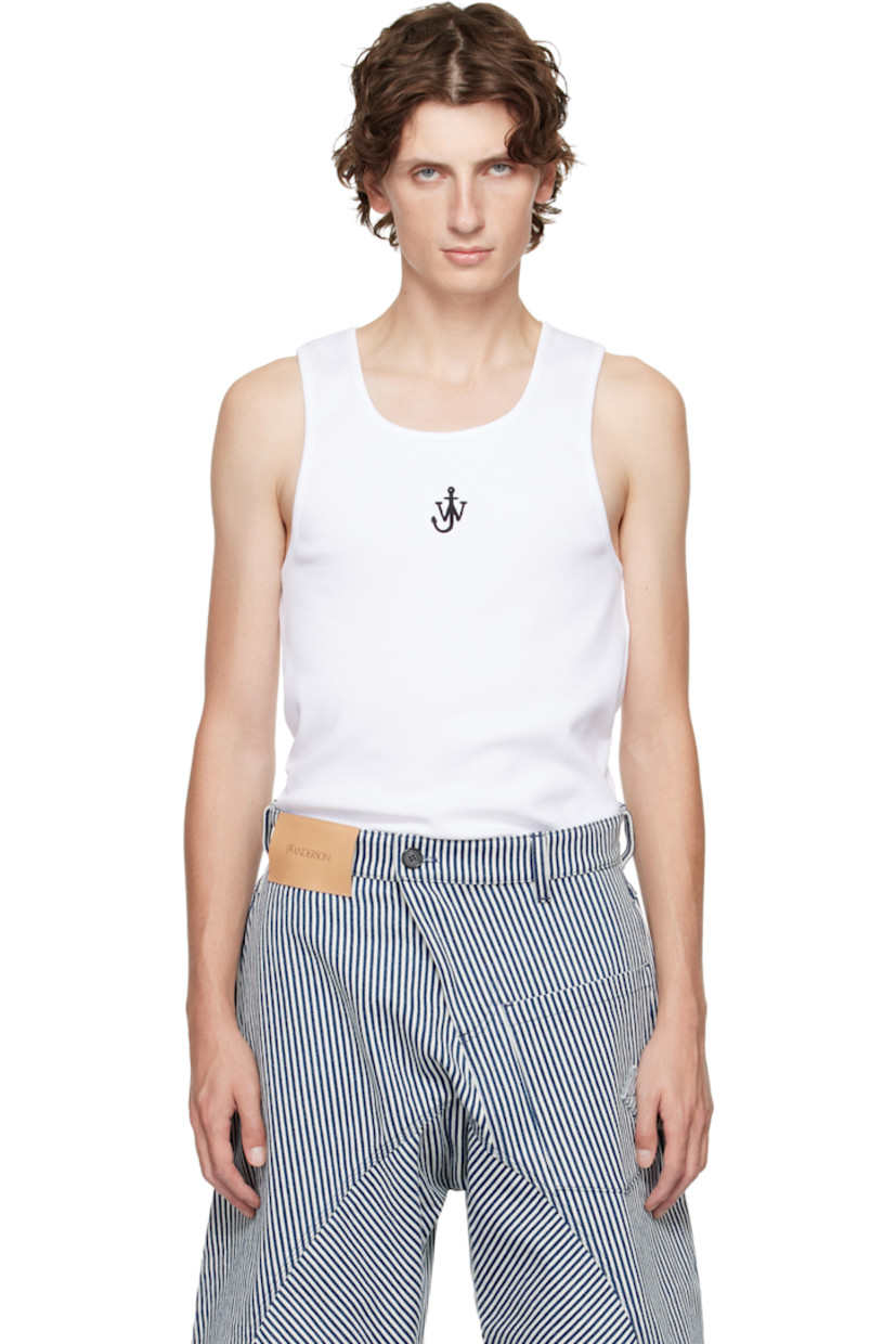 Stretch cotton ribbed jersey tank top.

· Scoop neck
· Logo embroidered at chest 

Supplier color: White