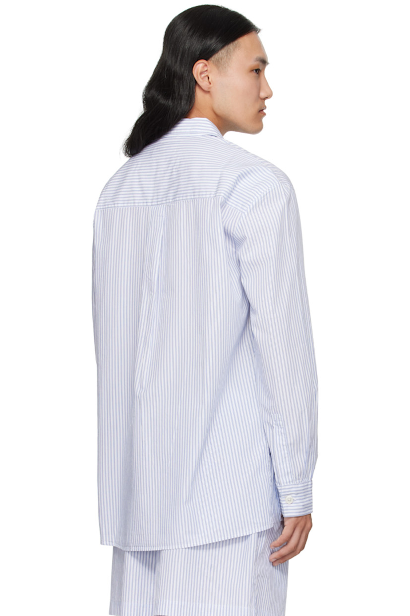 Organic cotton poplin pyjama shirt. 

· GOTS-certified cotton 
· Stripes throughout 
· Spread collar 
· Button closure
· Patch pocket at chest
· Vented side seams 
· Box pleat at back yoke 

Supplier color: Orchid stripes