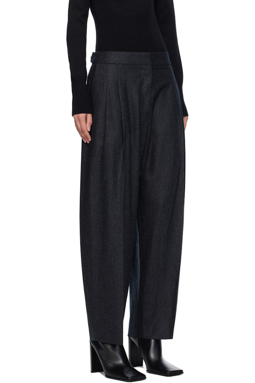 Tapered wool flannel trousers.

· Low-rise 
· Button tabs at waistband
· Four-pocket styling
· Zip fly 
· Pleats at front 
· Creased legs

Supplier color: Anthracite