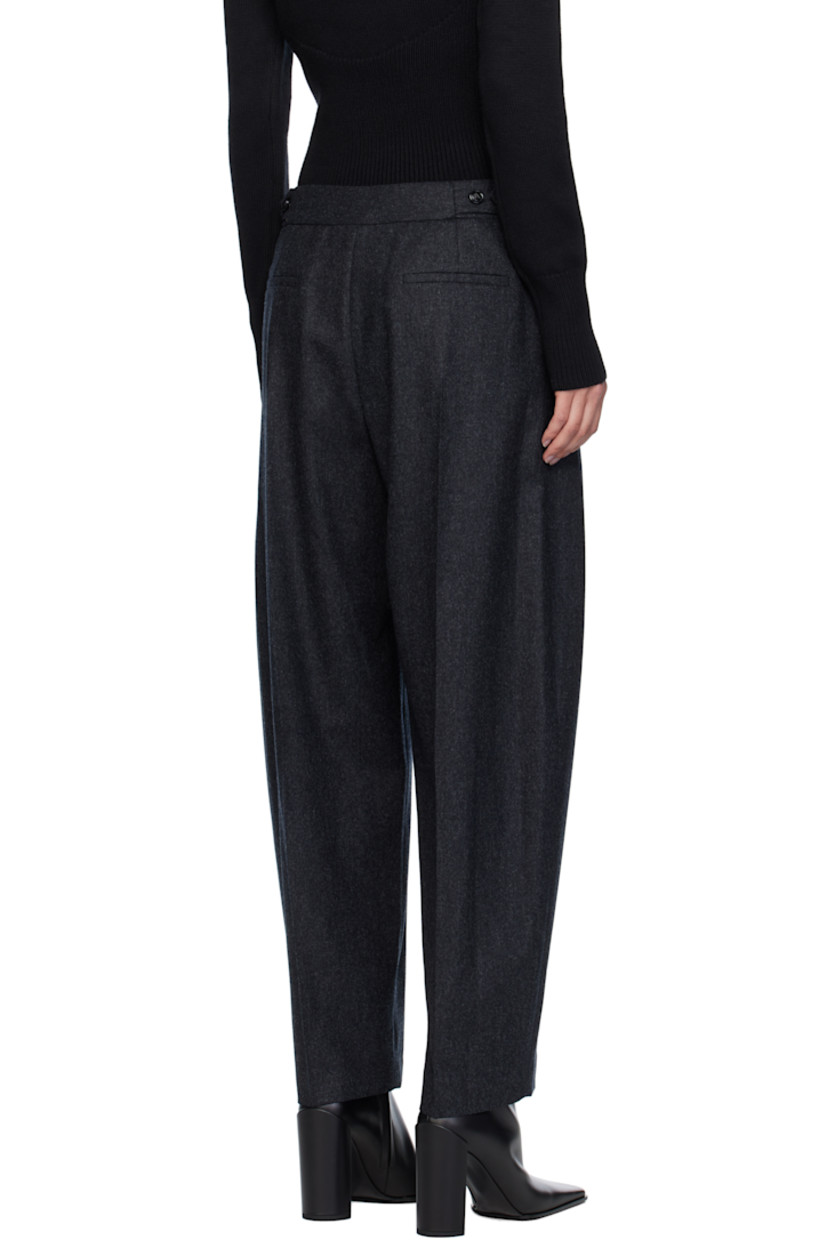 Tapered wool flannel trousers.

· Low-rise 
· Button tabs at waistband
· Four-pocket styling
· Zip fly 
· Pleats at front 
· Creased legs

Supplier color: Anthracite
