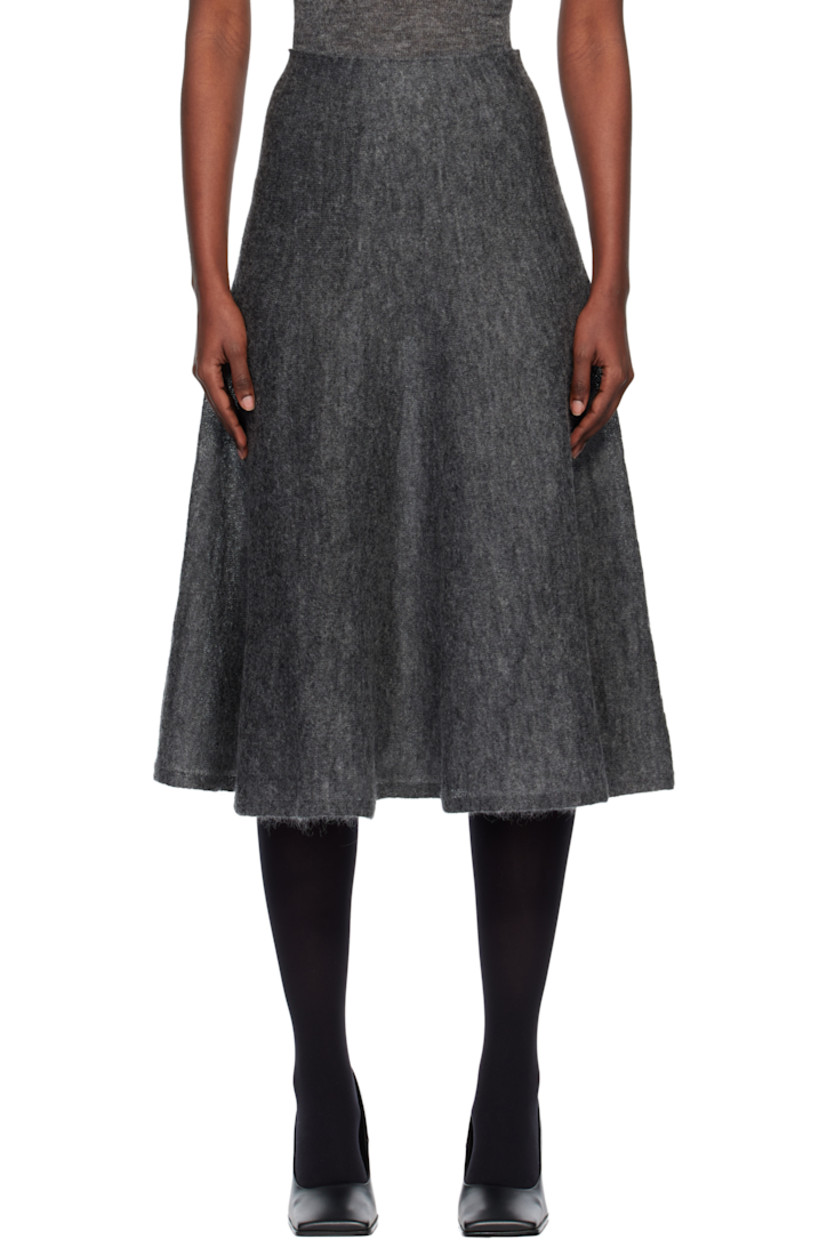 Brushed knit mohair-blend midi skirt. Elasticized waistband.

Supplier color: Gray