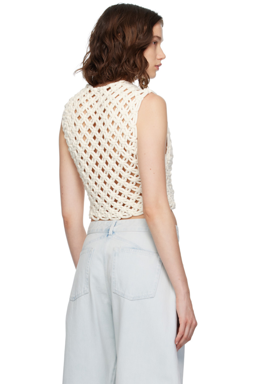 Sheer hand-braided and knit cotton-blend tank top.

· Crewneck
· Scalloped edge at cropped hem

Supplier color: White