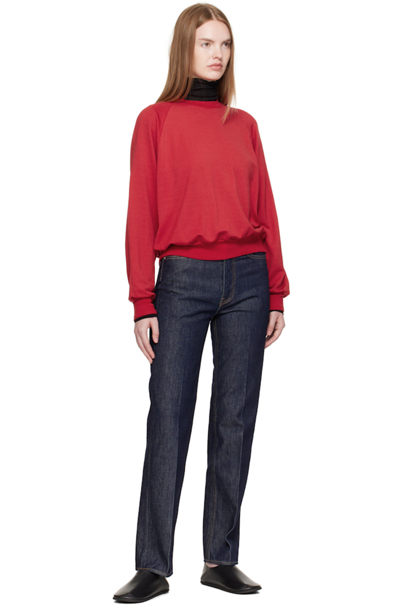 Indigo rope-dyed non-stretch denim jeans.

· Slim-fit, straight-leg
· Belt loops
· Five-pocket styling
· Zip fly
· Creased legs
· Logo-engraved silver-tone hardware
· Contrast stitching in tan

Supplier color: Indigo