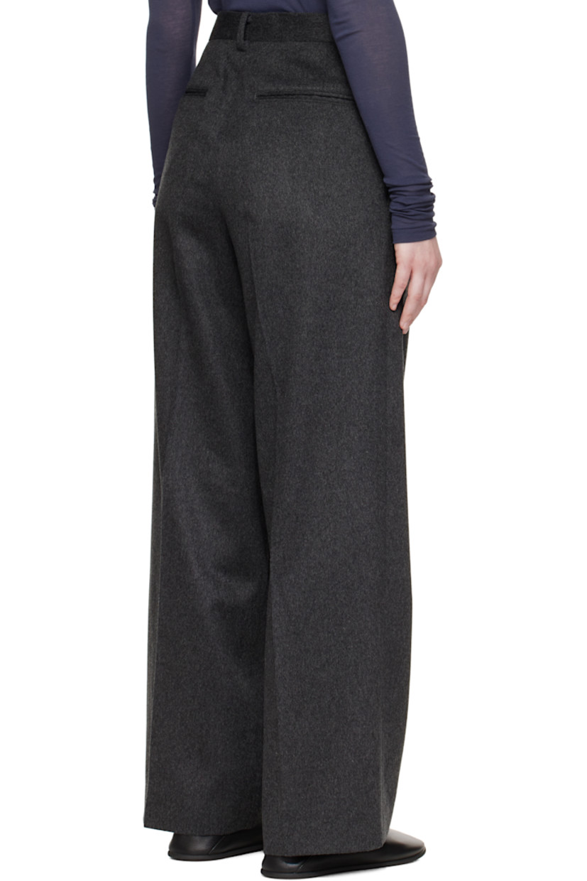 Brushed cashmere moleskin trousers.

· Loose-fit, straight-leg
· Belt loops
· Four-pocket styling
· Zip fly
· Pleats at front
· Creased legs
· Partial satin lining

Supplier color: Top charcoal