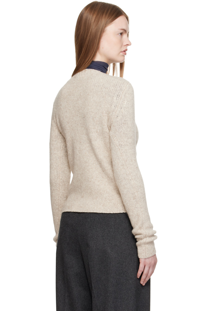 Brushed knit cashmere sweater.

· Marling throughout
· Rib-knit crewneck, hem, and cuffs

Supplier color: Top gray beige