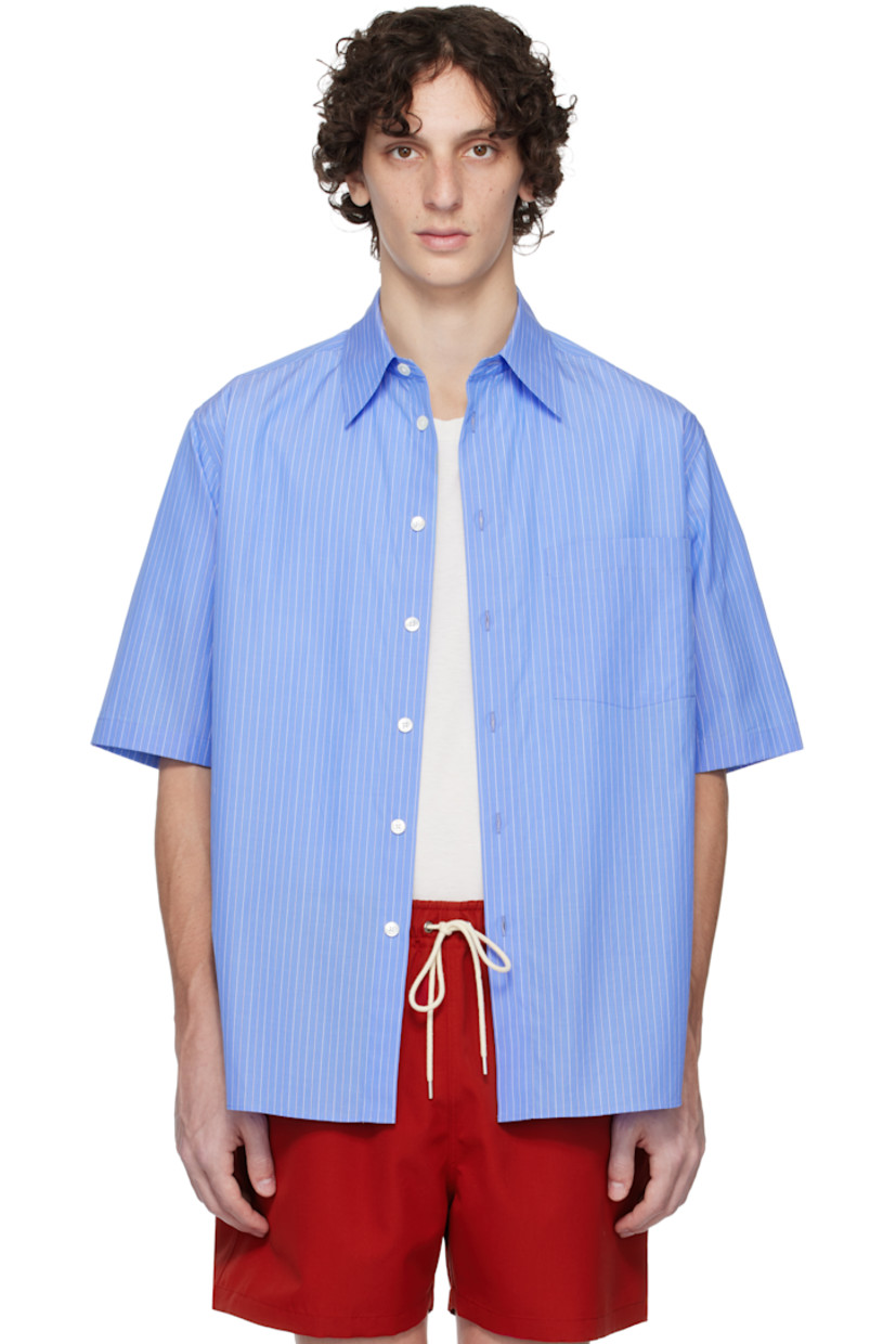 Suvin cotton broadcloth shirt. Stripes throughout.

· Spread collar
· Button closure
· Shirttail hem

Supplier color: Blue stripe