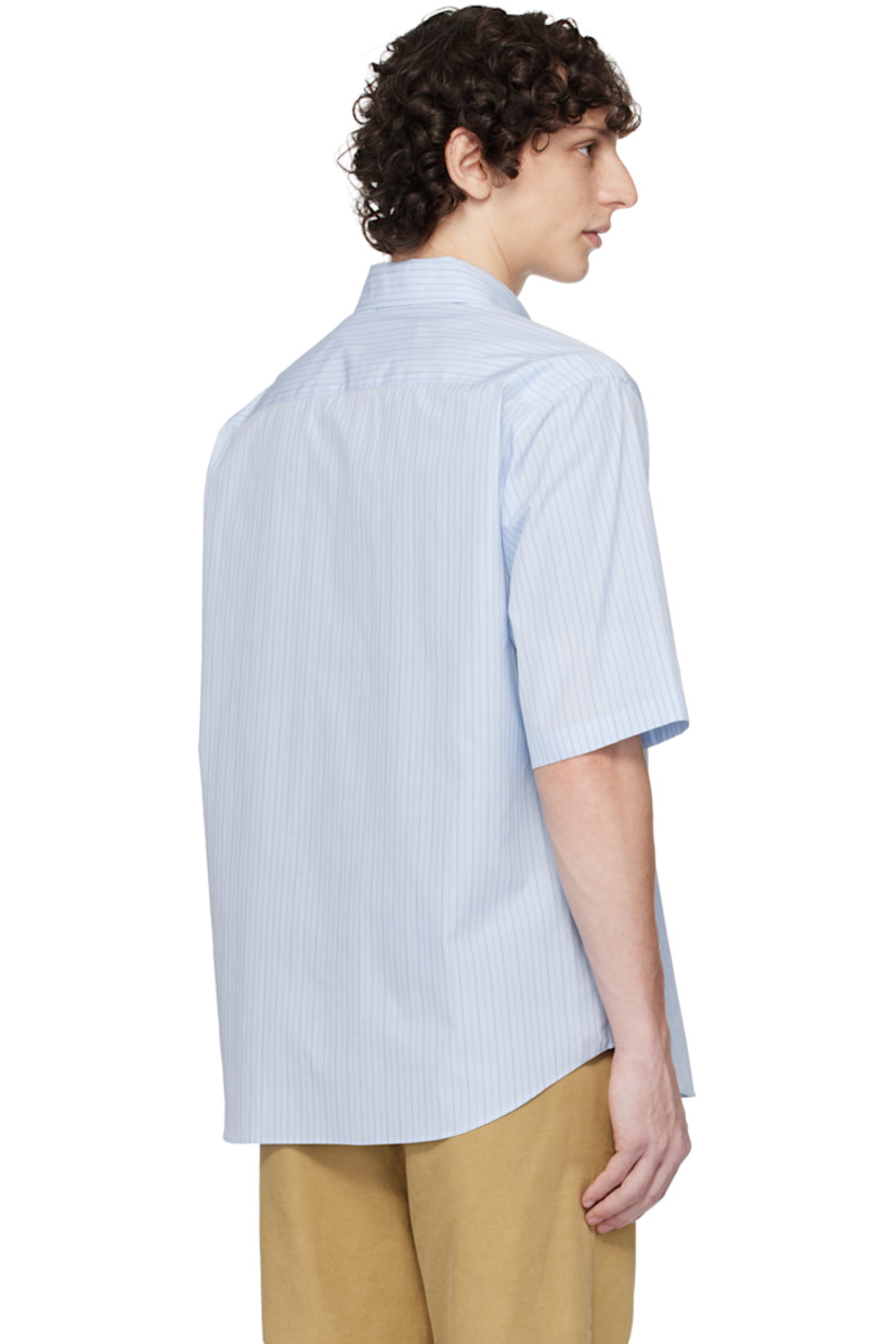 Suvin cotton broadcloth shirt. Stripes throughout.

· Spread collar
· Button closure
· Patch pocket at chest
· Shirttail hem

Supplier color: Light blue stripe