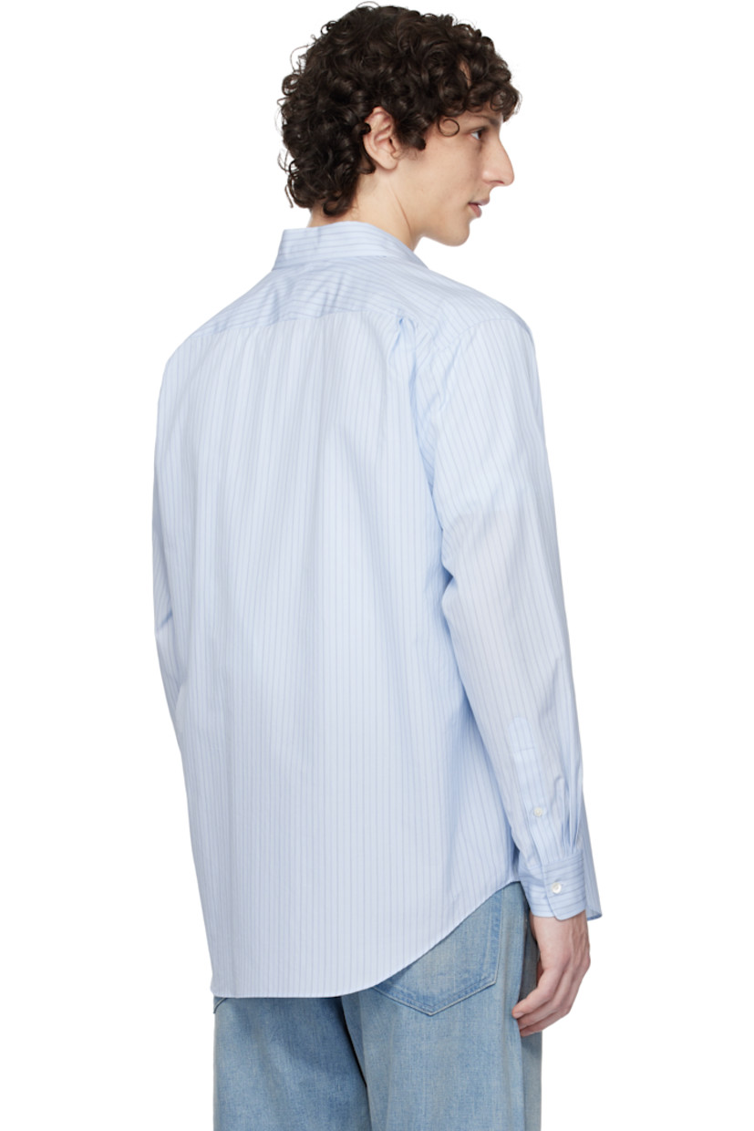 Suvin cotton broadcloth shirt. Stripes throughout.

· Spread collar
· Button closure
· Shirttail hem
· Buttoned barrel cuffs
· Pleats at back yoke

Supplier color: Light blue stripe