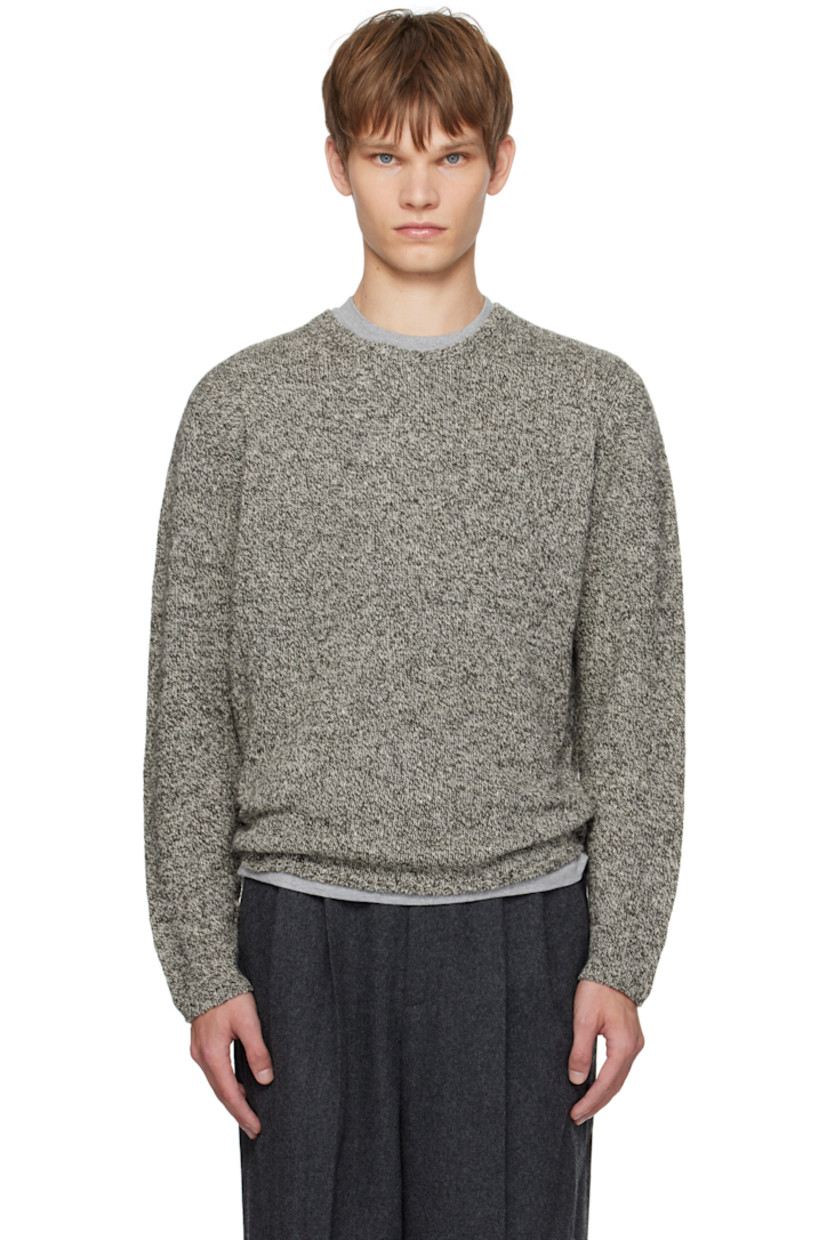 Knit wool- and silk-blend sweater.

· Lightweight
· Marling throughout
· Rib-knit crewneck, hem, and cuffs

Supplier color: Top black