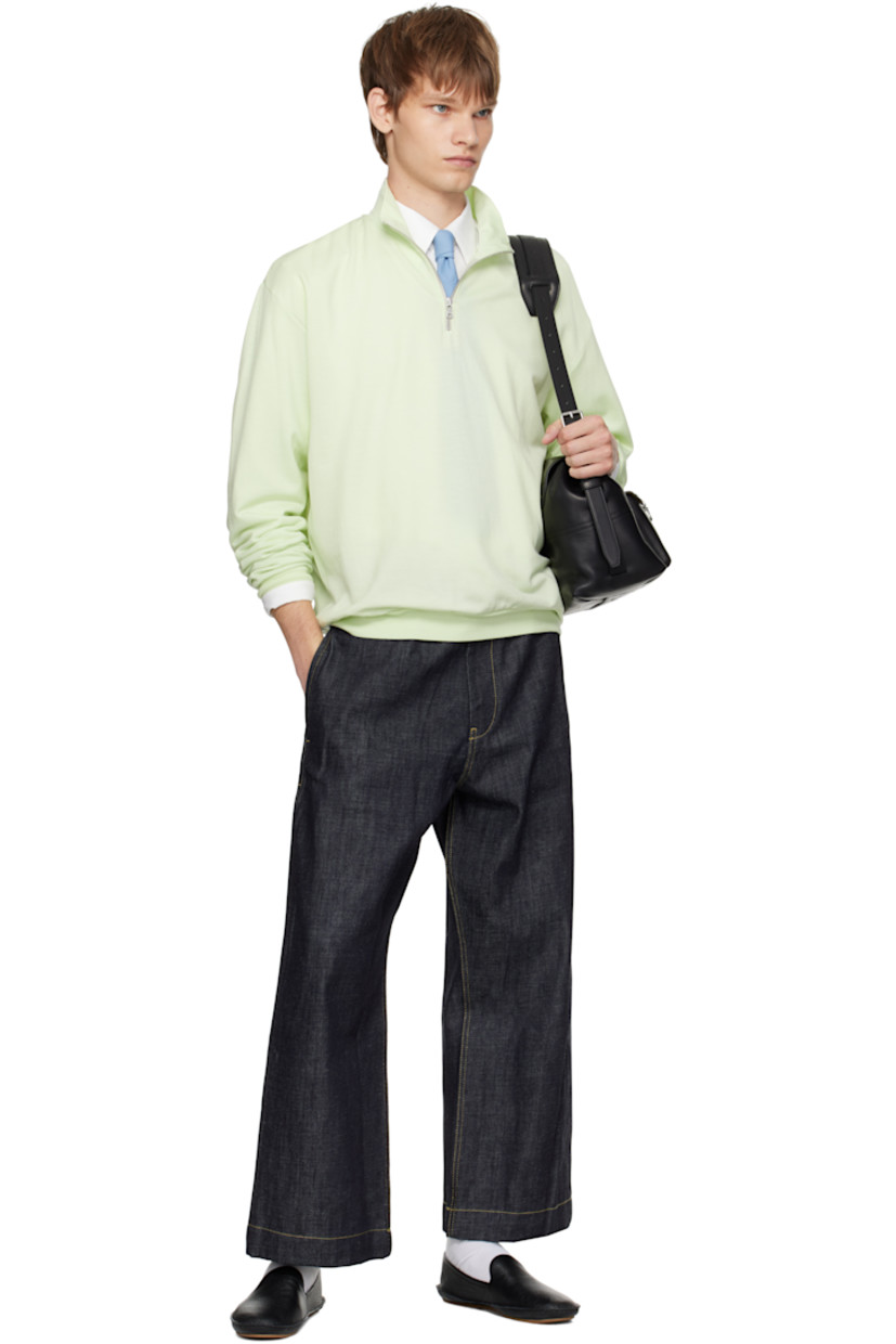 Lightweight wool-blend fleece sweatshirt.

· Stand collar
· Half-zip closure
· Rib-knit hem and cuffs

Supplier color: Pale lime