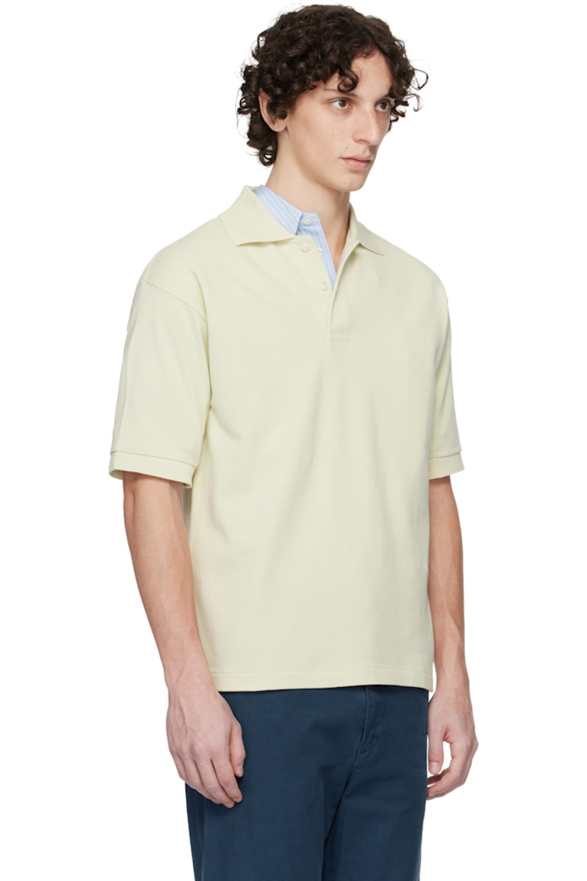 Heavyweight pima cotton piqué polo.

· Rib-knit spread collar and cuffs
· Two-button placket
· Dropped shoulders

Supplier color: Pistachio