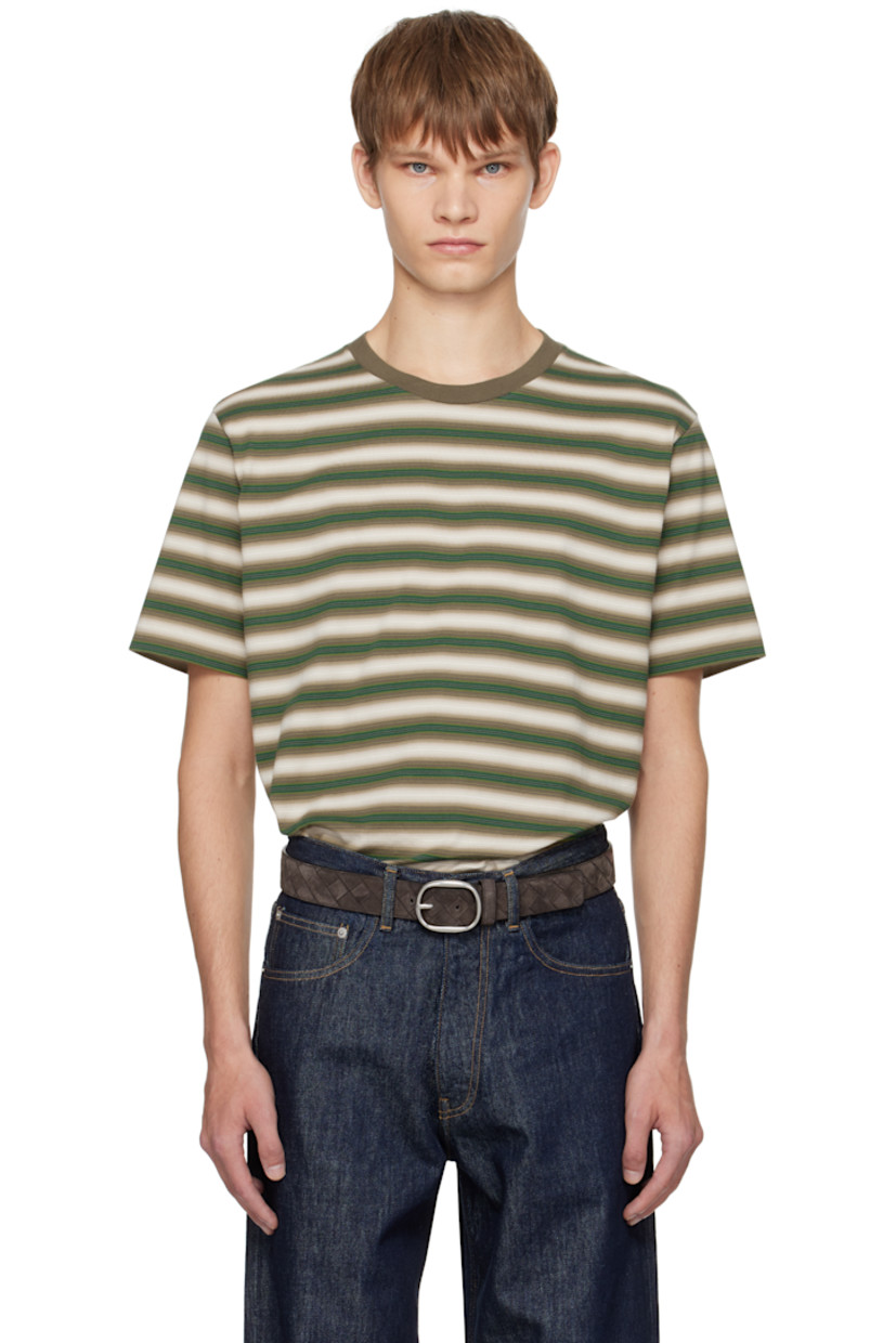 Cotton jersey T-shirt.

· Gradient stripes throughout
· Rib-knit crewneck

Supplier color: Fade brown stripe