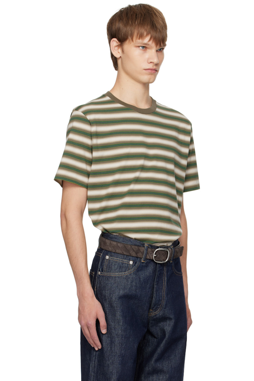 Cotton jersey T-shirt.

· Gradient stripes throughout
· Rib-knit crewneck

Supplier color: Fade brown stripe