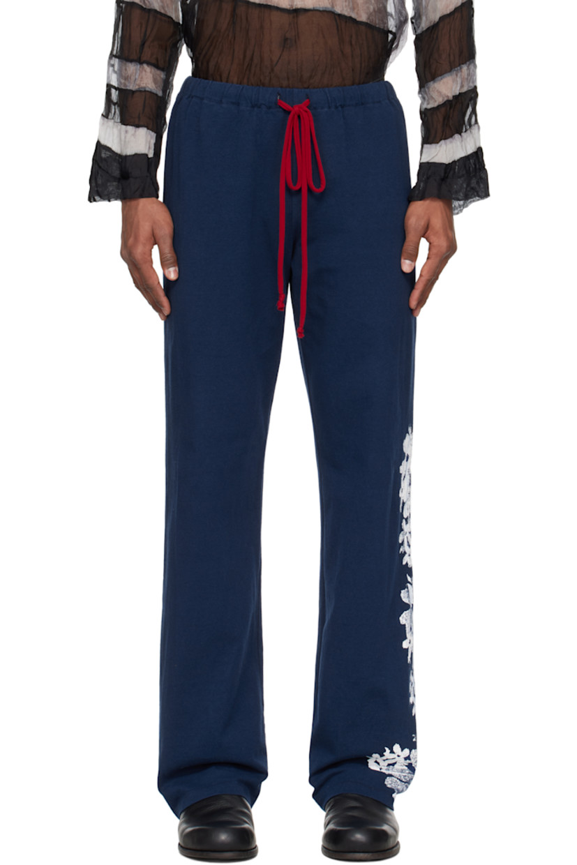 Straight-leg cotton jersey lounge pants.

· Drawstring at elasticized waistband
· Graphic printed at outseam
�· Patch pocket at back

Supplier color: Wave