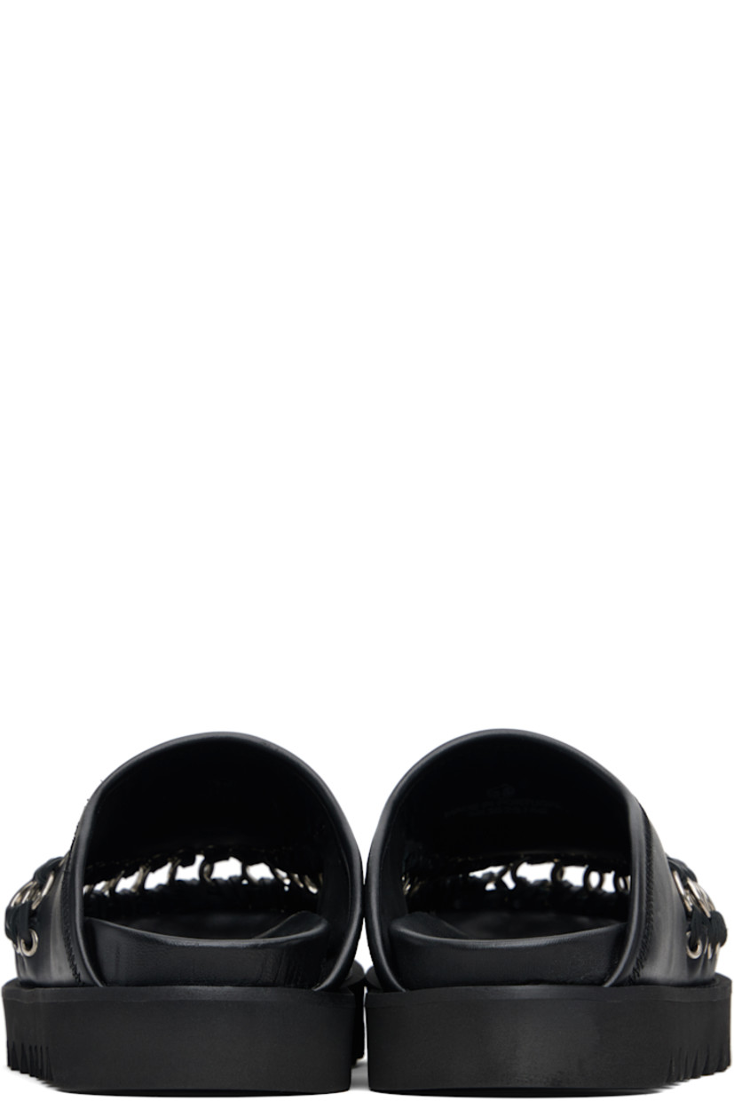 Buffed leather slip-on loafers.

· O-rings, grommets, and overlock stitching at vamp
· Logo stamp at molded footbed
· Treaded rubber sole 
· Platform: H1.5"

Supplier color: Black