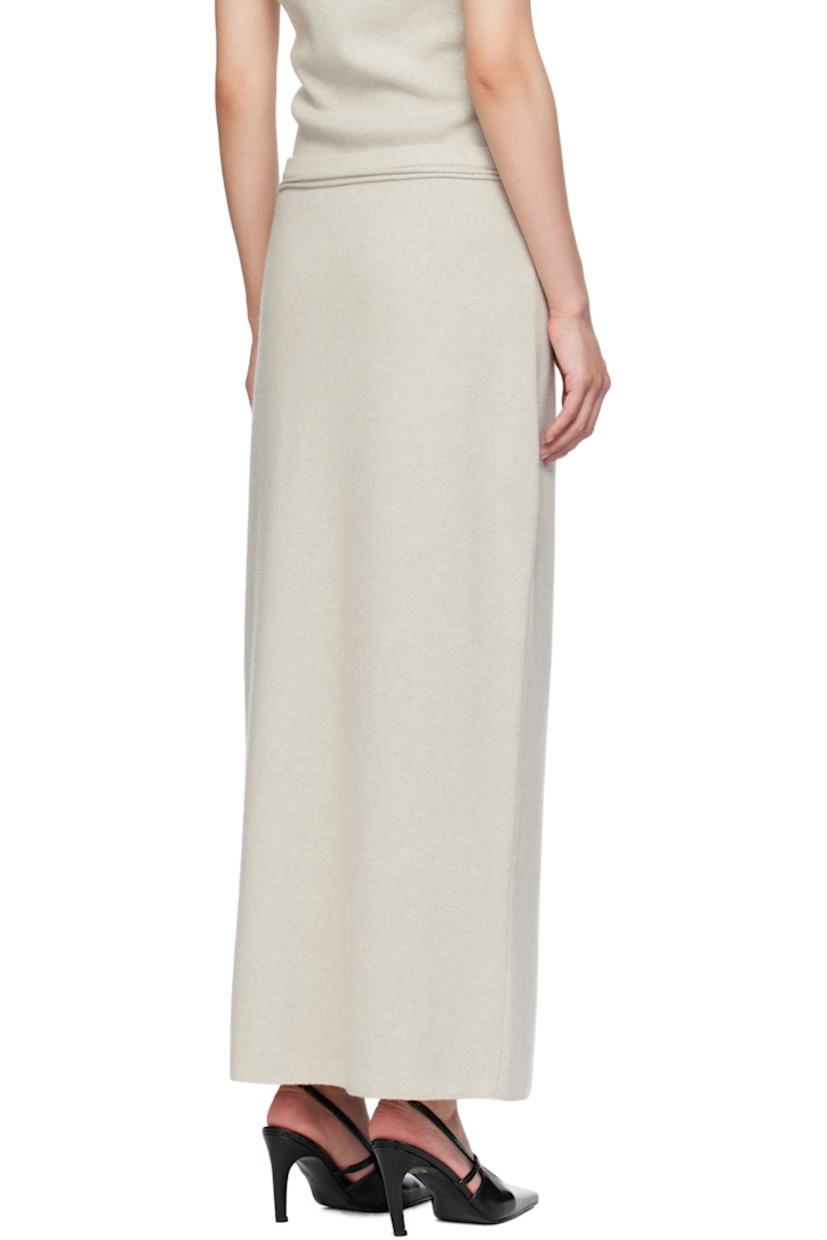 Brushed rib-knit wool-blend maxi skirt.

· Detachable drawstring at elasticized waistband
· Central slit at hem

Supplier color: Gray