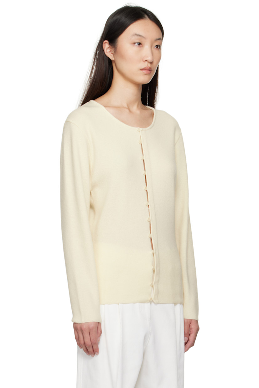 Knit wool- and nylon-blend cardigan. 

· Round neck
· Button closure

Supplier color: Ivory