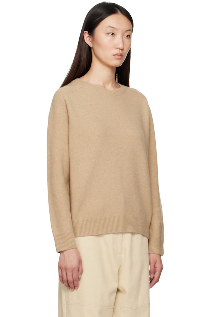 Knit wool- and nylon-blend sweater. 

· Rib-knit crewneck, hem, and cuffs
· Raglan sleeves

Supplier color: Camel