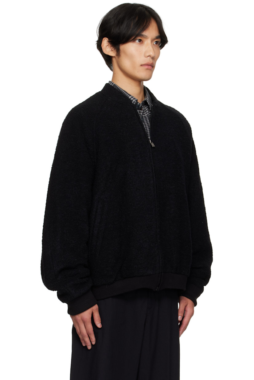 Bouclé-knit wool- and alpaca-blend jacket. 

· Crewneck
· Zip closure
· Welt pockets at waist
· Rib-knit hem and cuffs
· Raglan sleeves 
· Logo hardware at back collar 
· Welt pocket at interior 
· Full satin lining 

Supplier color: Black