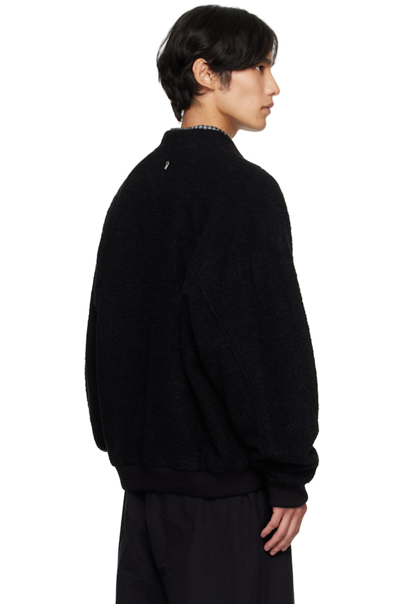 Bouclé-knit wool- and alpaca-blend jacket. 

· Crewneck
· Zip closure
· Welt pockets at waist
· Rib-knit hem and cuffs
· Raglan sleeves 
· Logo hardware at back collar 
· Welt pocket at interior 
· Full satin lining 

Supplier color: Black