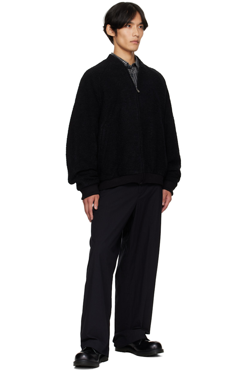 Bouclé-knit wool- and alpaca-blend jacket. 

· Crewneck
· Zip closure
· Welt pockets at waist
· Rib-knit hem and cuffs
· Raglan sleeves 
· Logo hardware at back collar 
· Welt pocket at interior 
· Full satin lining 

Supplier color: Black