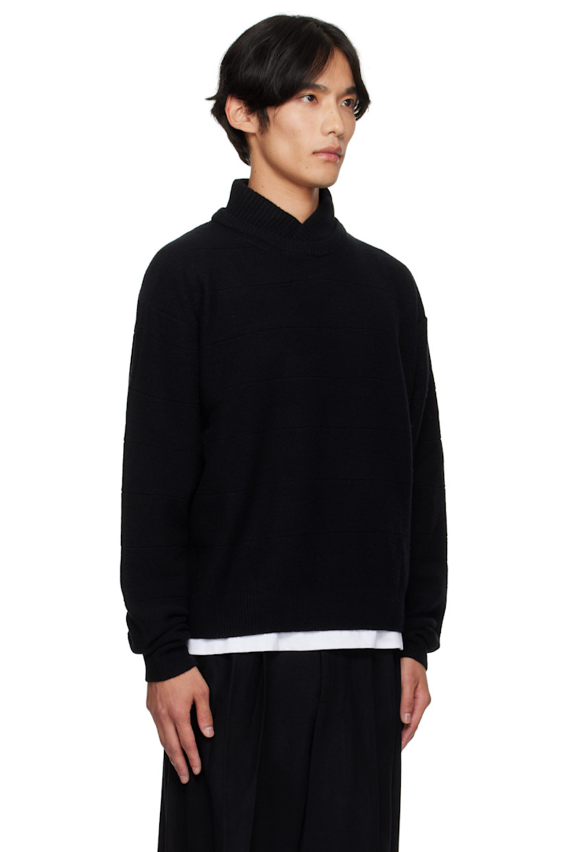 Knit wool- and cashmere-blend sweater. 

· Rib-knit crewneck, hem, and cuffs
· Layered collar
· Dropped shoulders 
· Logo hardware at back collar 

Supplier color: Black