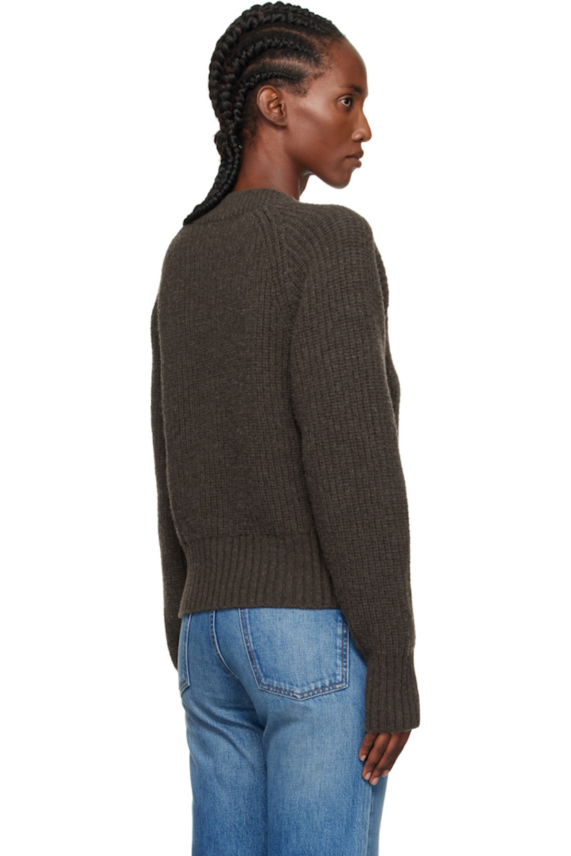 Rib-knit wool sweater.

· V-neck
· Raglan sleeves

Supplier color: Dark brown