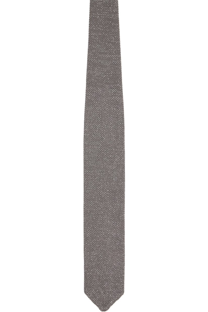 Knit silk-blend tie.

· Metallic threads throughout
· W2.75"

Supplier color: Knitted silver spark