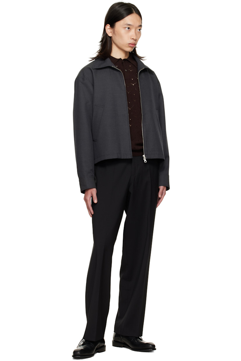 Wool delaine trousers.

· Straight-leg 
· Mid-rise
· Belt loops
· Four-pocket styling
· Zip fly
· Creased legs

Supplier color: Black wool