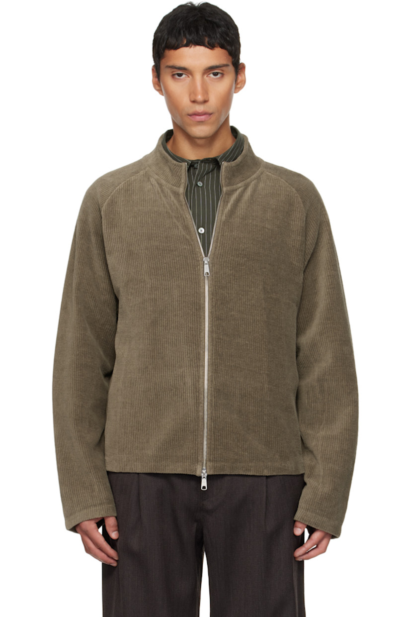 Cotton corduroy jacket. 

· Stand collar 
· Two-way zip closure 
· Exposed seam at raglan sleeves 

Supplier color: Faded taupe jersey corduroy
