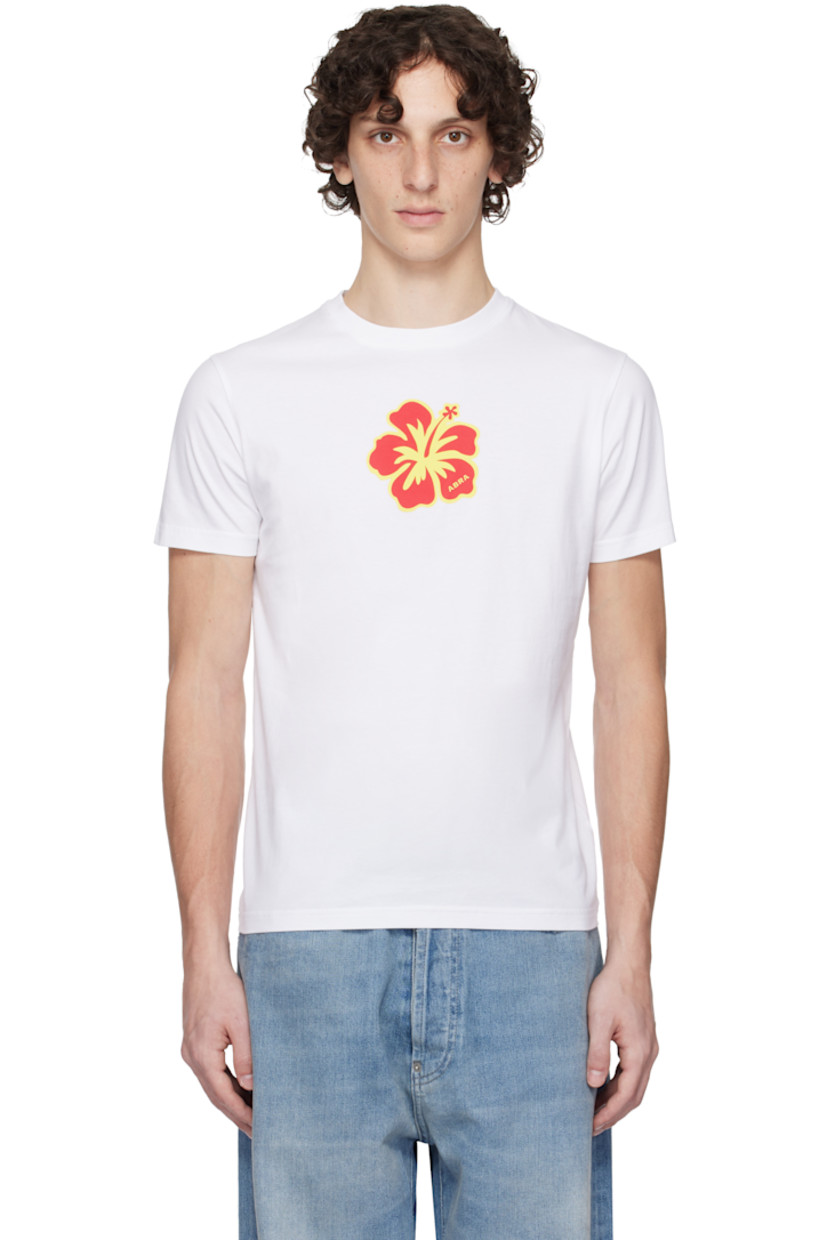Cotton jersey T-shirt.

· Rib-knit crewneck
· Logo graphic printed at front

Supplier color: White
