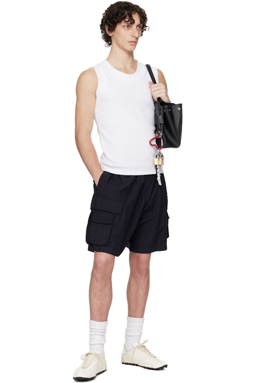 Stretch cotton ribbed jersey tank top.

· Crewneck
· Logo flag at side seam
· Velcro placket at back

Supplier color: White
