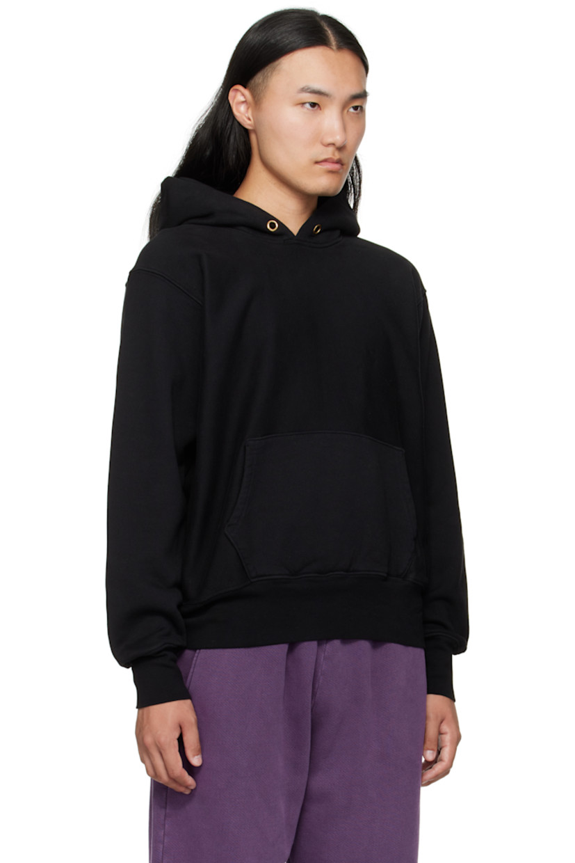 Heavyweight brushed cotton fleece hoodie.

· Pre-shrunk and garment-dyed
· Eyelets at hood
· Kangaroo pocket
· Jersey cropped hem and cuffs
· Jersey gusset at side seams
· Dropped shoulders

Supplier color: Jet black