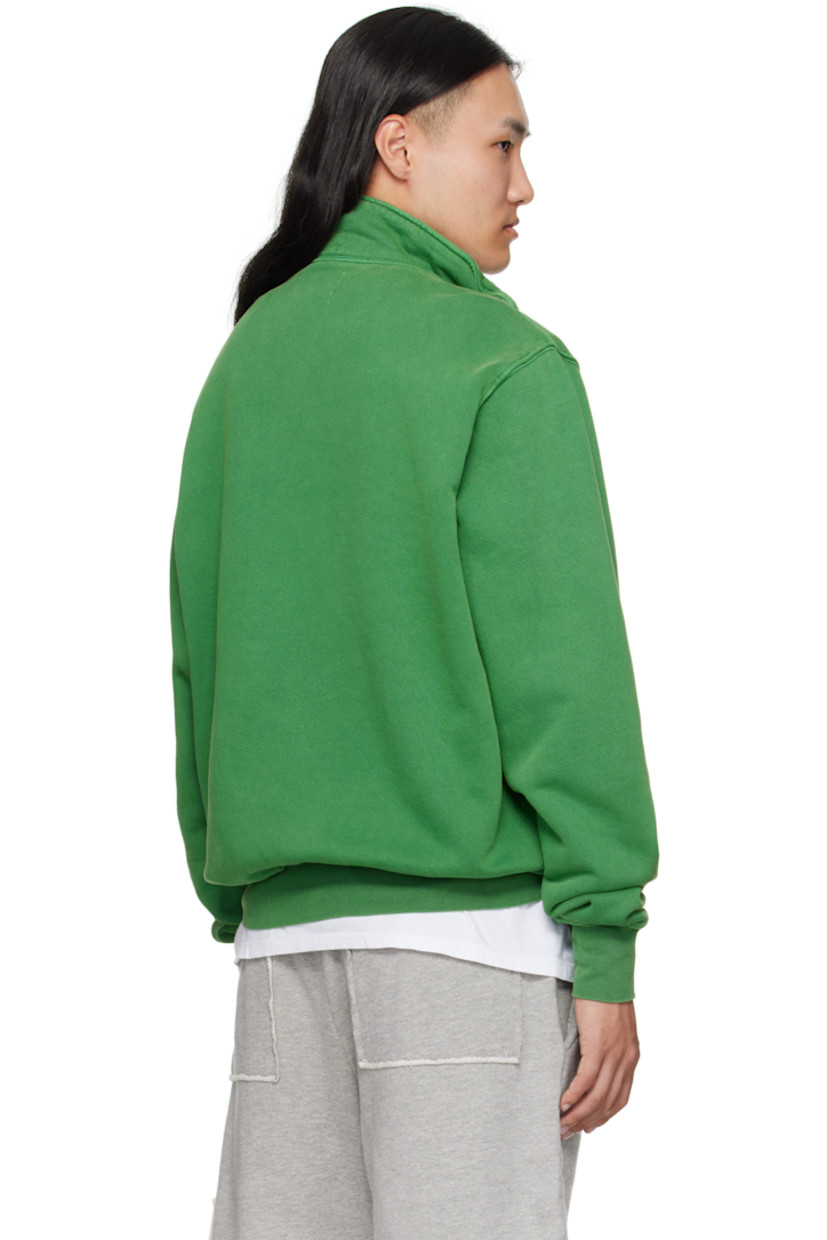Heavyweight brushed cotton fleece sweatshirt.

· Pre-shrunk and garment-dyed
· Fading throughout
· Stand collar
· Half-zip closure
· Rib-knit hem and cuffs
· Dropped shoulders

Supplier color: Washed basil