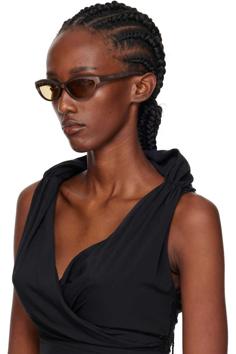 Cat-eye matte acetate-frame sunglasses.

· Yellow lenses, category 3
· Integrated nose pads
· Inset logo at temples
· Size: 57.16 120

Supplier color: Met Brown/Silver/Amber