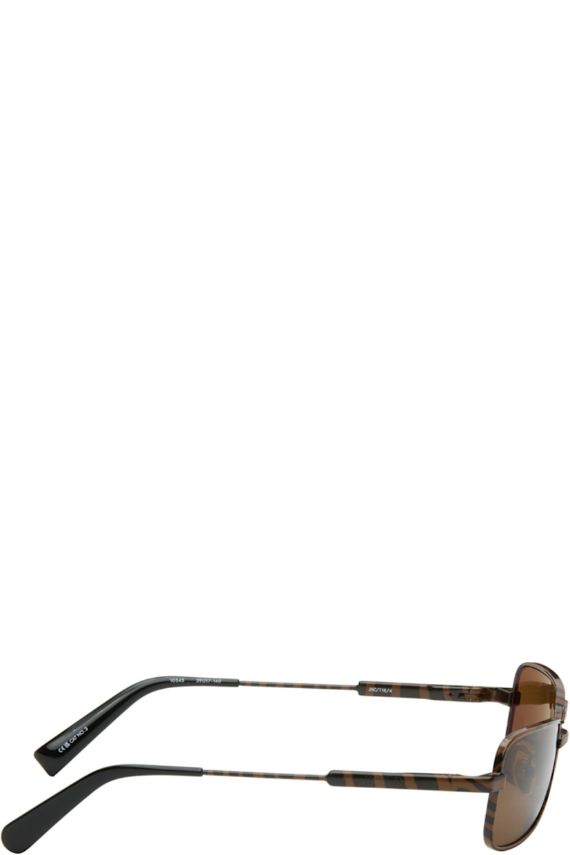 Rectangular metal-frame sunglasses.

· Graphic pattern printed throughout
· Brown lenses 
· Double bridge 
· Adjustable rubber nose pads
· Logo engraved at temples
· Acetate temple tips
· Includes pouch
· Size: 59.17 140

Supplier color: Dark brown zebra