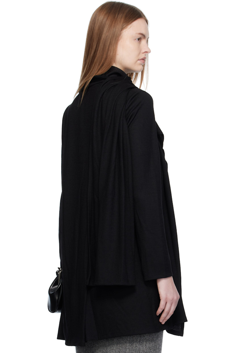 Wool jersey blouse. 

· Integrated scarf 
· Band collar 
· Button closure

Part of Yohji Yamamoto collections.

Supplier color: Black