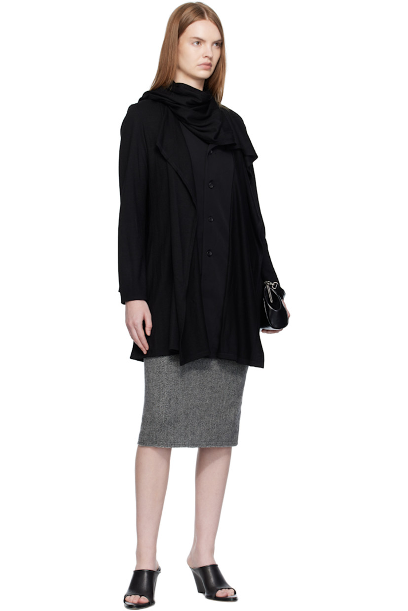 Wool jersey blouse. 

· Integrated scarf 
· Band collar 
· Button closure

Part of Yohji Yamamoto collections.

Supplier color: Black
