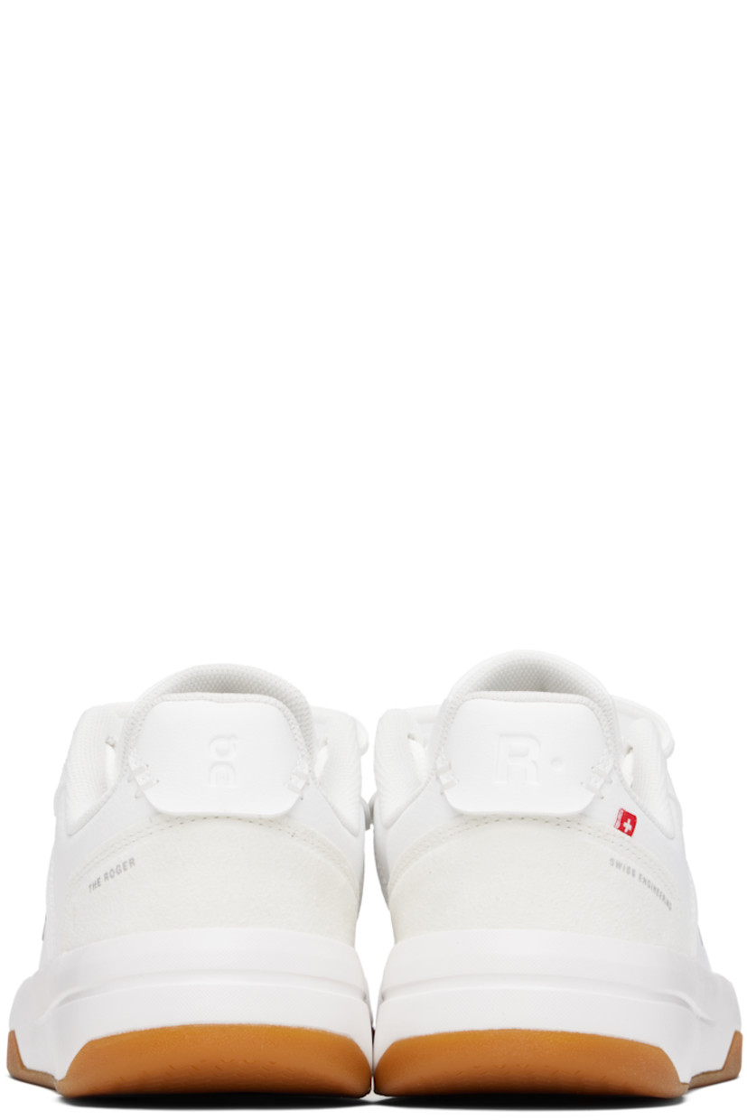 Low-top lightweight grained faux-leather and faux-suede sneakers in white.

· Perforated detailing at toe
· Logo embroidered vamp
· Lace-up closure
· Logo embossed at tongue and heel tab
· Padded tongue and collar
· Reflective logo bonded at sides
· CloudTec® Helion™ foam rubber midsole
· Speedboard™ at treaded rubber sole

Part of the Roger Federer collection.

Supplier color: White/Ivory