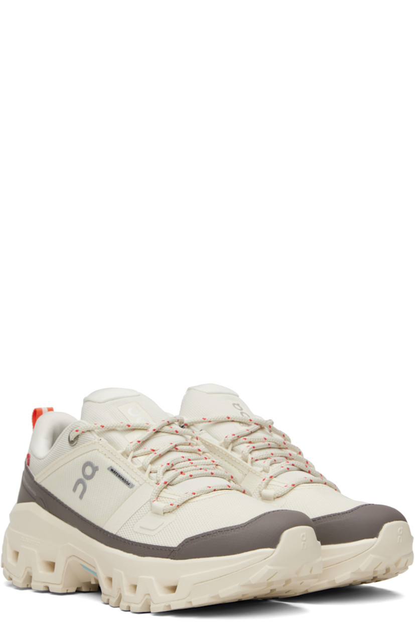 Low-top recycled mesh sneakers.

· Waterproof
· Bonded trim throughout
· Polymer toe cap and mudguard
· Lace-up closure
· Padded tongue and collar
· Logo bonded at tongue, sides, and heel
· Pull-loop at heel tab
· Helion™ superfoam rubber midsole
· Treaded Missiongrip™ and Speedboard® rubber sole

Supplier color: Ivory/Ivory