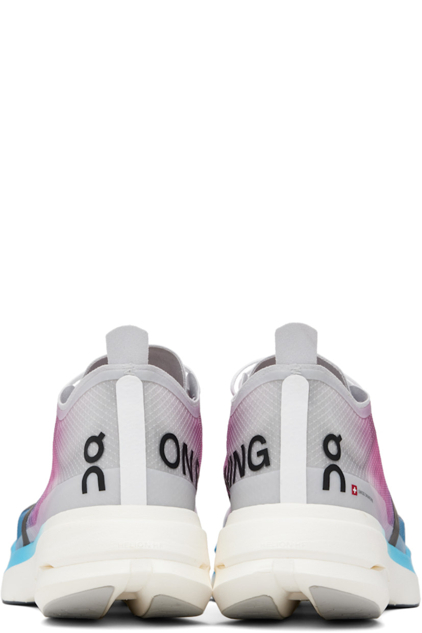 Low-top semi-sheer ripstop and mesh sneakers.

· Logos bonded throughout
· Lace-up closure
· Perforations at padded tongue
· Padded collar
· Pull-tab at heel collar
· Helion™ HF CloudTec® foam rubber midsole
· Treaded Speedboard® rubber sole

Supplier color: White/Horizon