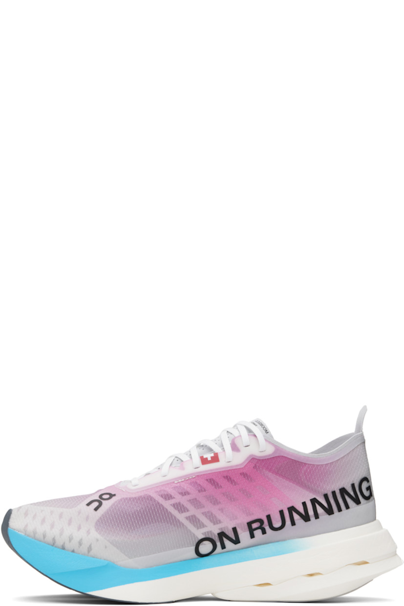 Low-top semi-sheer ripstop and mesh sneakers.

· Logos bonded throughout
· Lace-up closure
· Perforations at padded tongue
· Padded collar
· Pull-tab at heel collar
· Helion™ HF CloudTec® foam rubber midsole
· Treaded Speedboard® rubber sole

Supplier color: White/Horizon