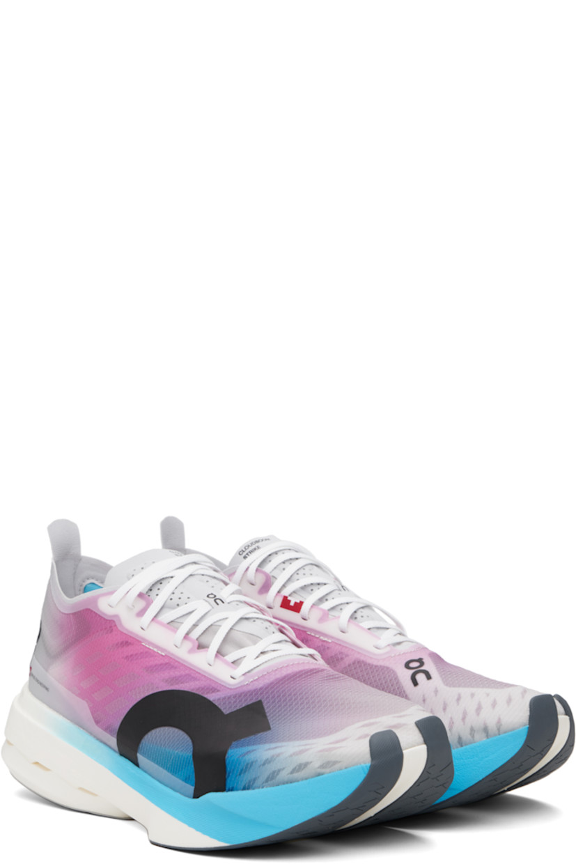 Low-top semi-sheer ripstop and mesh sneakers.

· Logos bonded throughout
· Lace-up closure
· Perforations at padded tongue
· Padded collar
· Pull-tab at heel collar
· Helion™ HF CloudTec® foam rubber midsole
· Treaded Speedboard® rubber sole

Supplier color: White/Horizon