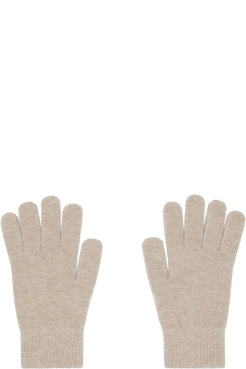 Pair of knit wool- and cashmere-blend gloves. Rib-knit cuffs.

Supplier color: Almendra