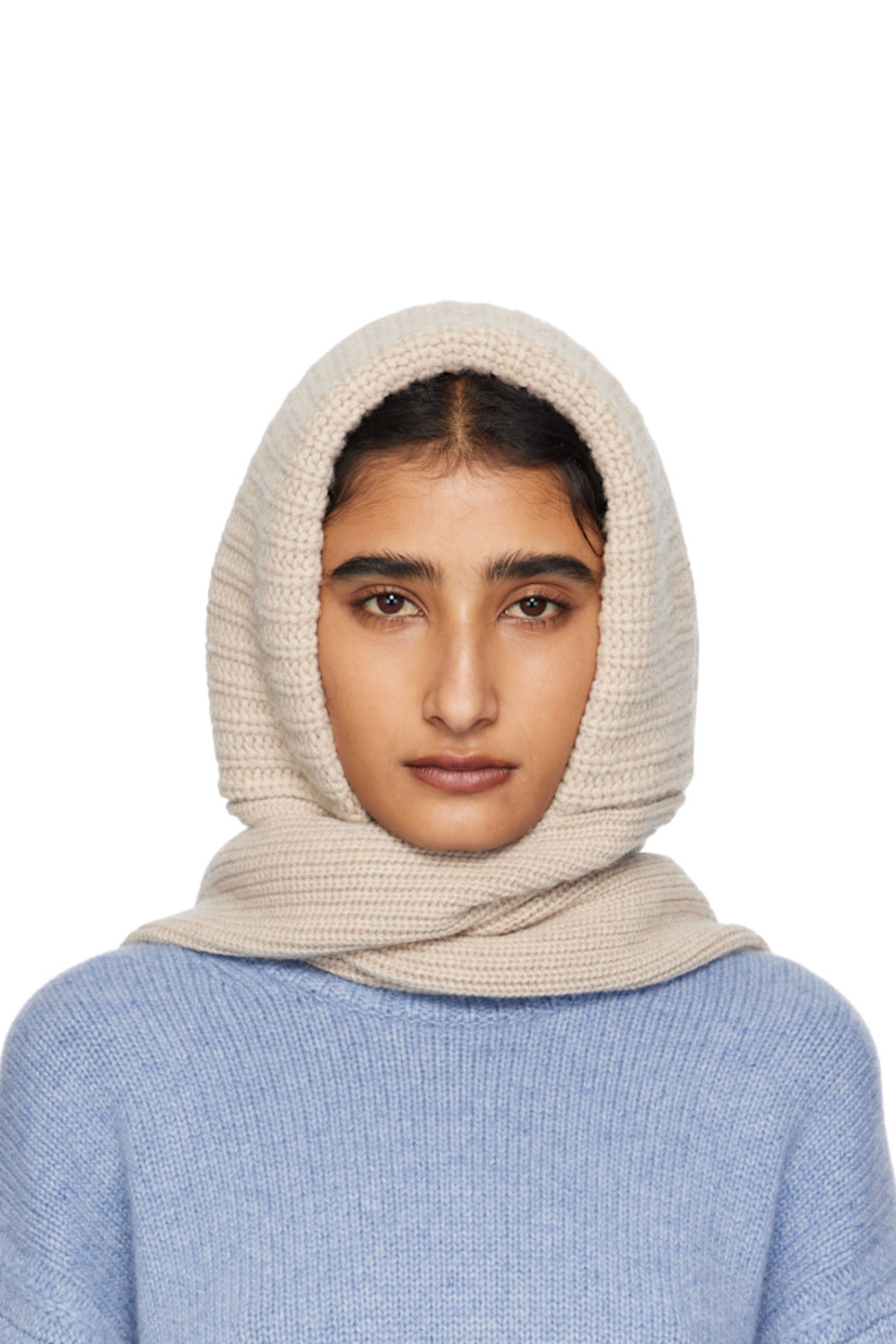 Rectangular rib-knit wool- and cashmere-blend scarf.

· Hood at length
· L70" x W17"

Supplier color: Almendra