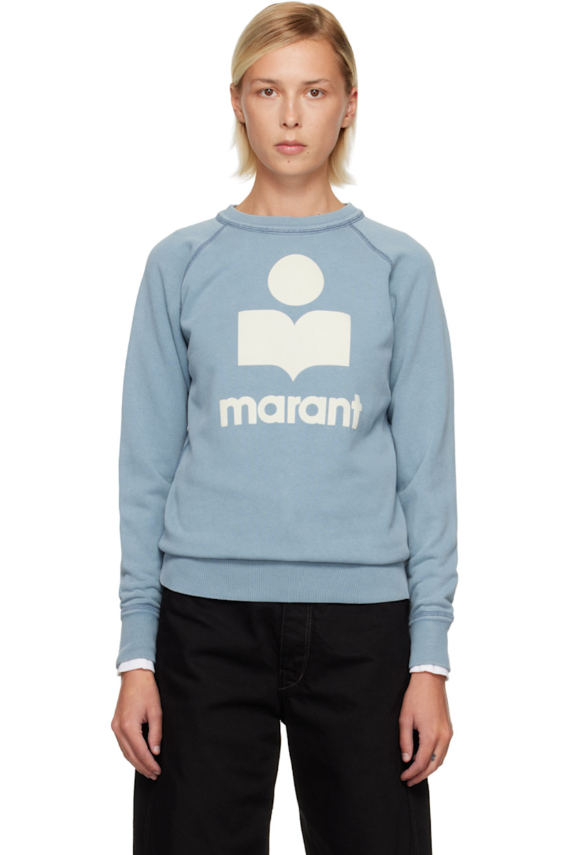 Organic cotton- and recycled polyester-blend French terry sweatshirt. 

· Rib-knit crewneck, hem, and cuffs
· Flocked logo at front 
· Raglan sleeves

Supplier color: Slate blue/Ecru